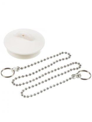 Пробка для ванны Orio, ПВХ, 4.5 см, 1 1/2 '', с цепочкой, белые, АБ-4178-1