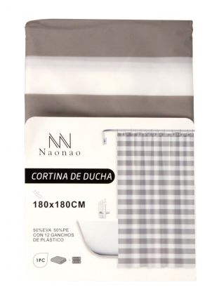 Штора для ванн 180х180 см, Peva, Naonao, темная полоска, A310130