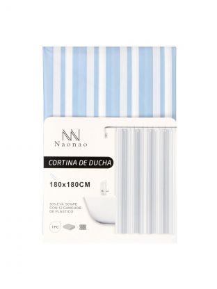 Штора для ванн 180х180 см, Peva, Naonao, полоски бело-голубые, A310158