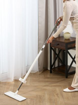 Швабра плоская, микрофибра, 125х35х11 см, серая, с вертикальным отжимом, серая, Марья Искусница, YS-HF6