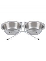 Миска для животных Рыжий кот, нержавеющая сталь, 0.3 л, двойная на подставке
