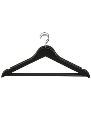 Вешалка-плечики для одежды, 44.5 см, дерево, 3 шт, с перекладиной, черная, Марья Искусница, N-LH002BL-3