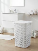 Корзина для белья, 50 л, 43х35х53 см, прямоугольная, пластик, белая, Verde, Roso, 36920