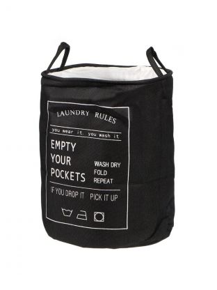 Корзина для белья, 40х50 см, цилиндрическая, полиэстер, черная, Y6-7382