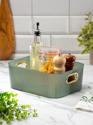 Корзина для хранения, 27.6х20.9х10 см, прямоугольная, пластик, зеленая, Y4-7049