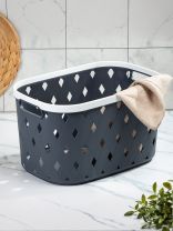 Корзина для хранения, 36.8х25.2х21.2 см, плетеная, пластик, серая, Y4-8602