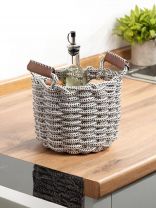 Корзина 22х15х17 см, круглая, плетеная, с кожаной ручкой, Y4-8944