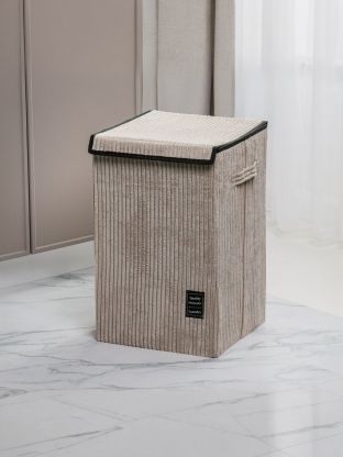 Корзина для хранения, 33х33х53 см, прямоугольная, фланель, серая, с крышкой, A190020