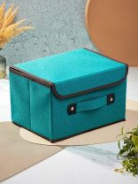 Кофр для хранения, 1 секция, с крышкой, складной, 27х20х16 см, нетканое полотно, с ручкой, с крышкой, зеленый, Y4-7831