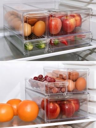 Органайзер для холодильника, 10х30х5 см, с крышкой, прозрачный, Idea, М 1584
