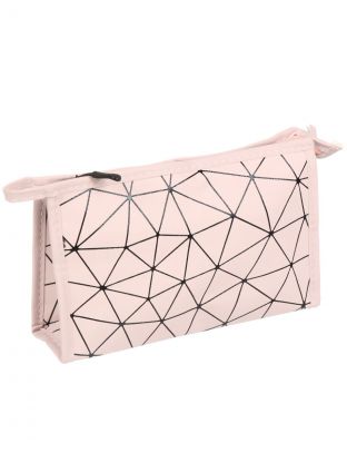 Косметичка 22х6.5х14 см, маленькая, Розовые ромбы, A080061, прямоугольная, застежка молния