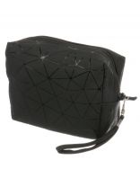 Косметичка 17х7х13 см, с ромбовидной сеткой, A080076, восьмиугольная, застежка молния, черная