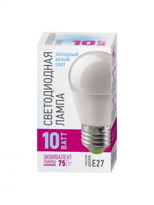 Лампа светодиодная E27, 10 Вт, 100 Вт, шар, 4000 К, нейтральный белый свет, Онлайт, 82912