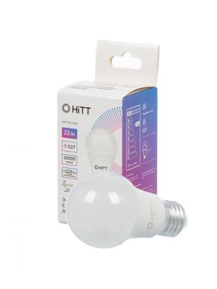 Лампа светодиодная E27, 22 Вт, 220 Вт, 230 В, груша, 3000 К, теплый белый свет, HiTT, HiTT-PL-A60, A60, 1010010