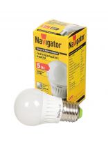 Лампа светодиодная E27, 5 Вт, 40 Вт, шар, 4000 К, холодный белый свет, Navigator, 94479