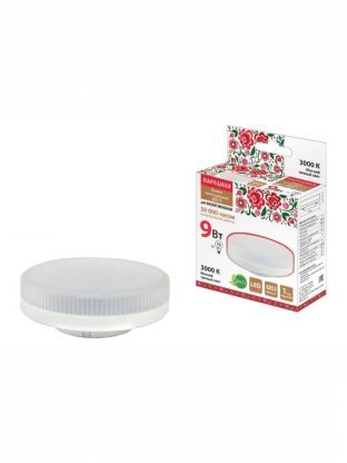 Лампа светодиодная GX53, 9 Вт, 75 Вт, таблетка, 3000 К, теплый белый свет, TDM Electric, Народная, SQ0340-0145