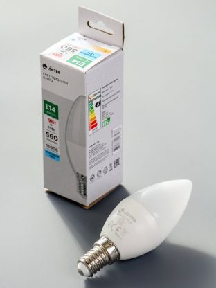 Лампа светодиодная E14, 9 Вт, 70 Вт, 220 В, свеча, 6500 К, холодный белый свет, Lofter, LB1301L3-7W2-G7