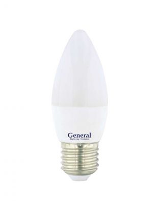 Лампа светодиодная E27, 8 Вт, 230 В, свеча, 2700 К, теплый белый свет, General Lighting Systems, GLDEN-CF, CF, 638500