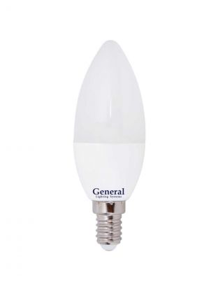 Лампа светодиодная E14, 8 Вт, 230 В, свеча, 6500 К, холодный белый свет, General Lighting Systems, GLDEN-CF, CF, 638400