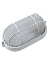 Светильник под лампу General Lighting Systems, ЖКХ 1402 НБП/НПП, 60 Вт, E27, на 1 лампочку, IP65, 21.5х10.5х8 см, с решеткой, белый, GCF-O-E27-60-IP65