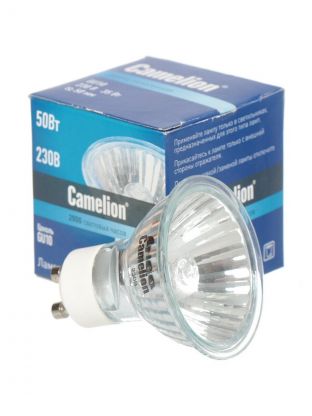 Лампа галогенная GU10, 50 Вт, 230 В, с отражателем, свет белый, Camelion, 5560