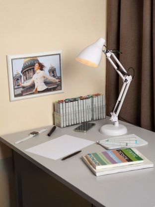 Светильник настольный E27, 40 Вт, белый, абажур белый, Эра, N-123-Е27-40W-W, 12х96, Б0047196