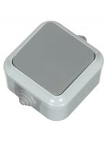 Выключатель одноклавишный, с заземлением, 250 В, пластик, IP54, серый, А1 6-222/03, БП000000695