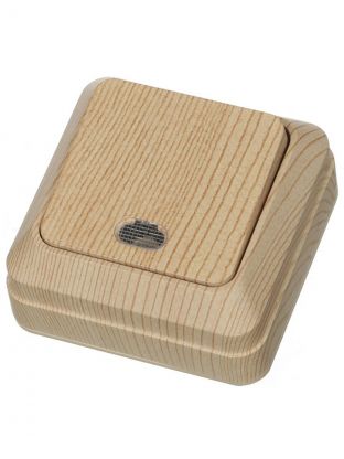 Выключатель открытой установки, одноклавишный, без заземления, 10 А, подсветка, IP20, сосна, TDM Electric, Ладога, SQ1801-0047