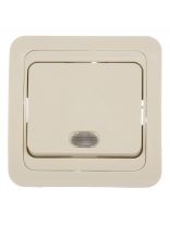 Выключатель скрытой установки, одноклавишный, без заземления, 10 А, ABS пластик, подсветка, IP20, слоновая кость, UNIVersal, Валери, Б-В0121