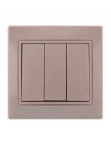 Выключатель скрытой установки, трехклавишный, без заземления, керамика, кремовый, со вставкой, Lezard, Mira, 701-0303-109