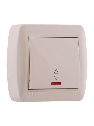 Выключатель открытой установки, одноклавишный, без заземления, пластик, подсветка, кремовый, проходной, Lezard, Demet, 711-0300-114