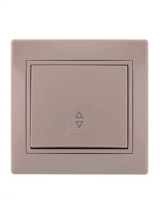 Выключатель скрытой установки, одноклавишный, без заземления, керамика, кремовый, проходной, со вставкой, Lezard, Mira, 701-0303-105