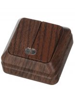 Выключатель открытой установки, двухклавишный, без заземления, 10 А, подсветка, IP20, бук, TDM Electric, Ладога, SQ1801-0030