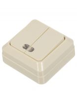 Выключатель открытой установки, двухклавишный, без заземления, 10 А, ABS пластик, подсветка, IP20, слоновая кость, UNIVersal, Олимп, Б-О0123