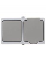 Блок комбинированный открытой установки, 1 гнездо, двухклавишный, с заземлением, 10 А, с защитными шторками, IP54, TDM Electric, Вуокса БКВР, SQ1803-0010