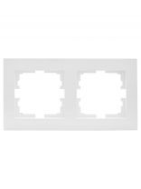 Рамка двухпостовая, горизонтальная, пластик, белая, без вставки, Lezard, Vesna, 742-0200-147