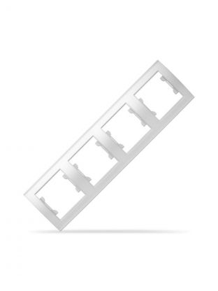 Рамка четырехпостовая, горизонтальная, ABS пластик, белая, UNIVersal, Бриллиант, 7947502