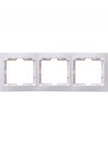 Рамка трехпостовая, горизонтальная, 225х81 мм, пластик, белая, IEK, РГ-3-КБ Кварта, EMK30-K01-DM