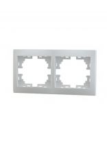 Рамка двухпостовая, горизонтальная, керамика, белая, с белой вставкой, Lezard, Mira, 701-0200-147