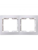 Рамка двухпостовая, горизонтальная, 153х81 мм, пластик, белая, IEK, РГ-2-КБ Кварта, EMK20-K01-DM