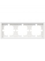 Рамка трехпостовая, горизонтальная, 227х85х11 мм, пластик, белая, без вставки, Lezard, Zima, 704-0200-148