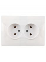 Розетка скрытой установки, 2 гнезда, без заземления, 10 А, керамика, белая, TDM Electric, Таймыр, SQ1814-0013