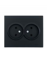 Розетка 2 гнезда, с заземлением, 16 А, 220 В, пластик, IP20, черный бархат, ПБТ, Lezard, Vesna, 742-4200-127B