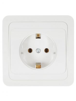 Розетка Евро скрытой установки, 1 гнездо, с заземлением, 16 А, белая, закрытый корпус, TDM Electric, Валдай, SQ1804-0008