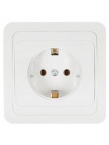 Розетка Евро скрытой установки, 1 гнездо, с заземлением, 16 А, белая, закрытый корпус, TDM Electric, Валдай, SQ1804-0008