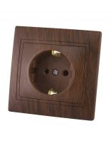 Розетка скрытой установки, 1 гнездо, с заземлением, 16 А, 250 В, пластик, IP20, бук, 2П+З, TDM Electric, Таймыр Эко, SQ1814-0312