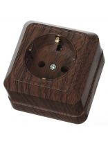 Розетка открытой установки, 1 гнездо, с заземлением, 16 А, пластик, IP20, бук, TDM Electric, Ладога, SQ1801-0034