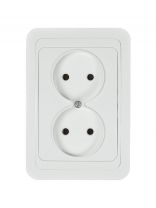 Розетка скрытой установки, 2 гнезда, без заземления, 10 А, белая, TDM Electric, Валдай, SQ1804-0009
