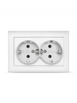 Розетка скрытой установки, 2 гнезда, с заземлением, 16 А, ABS пластик, IP20, белая, UNIVersal, Бриллиант, 7947533