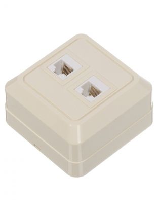 Розетка компьютерная открытой установки, 2 гнезда, 1 А, ABS пластик, IP20, слоновая кость, UNIVersal, RJ45, 1074